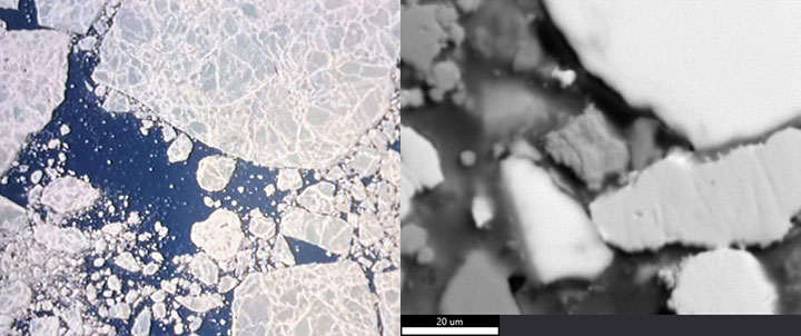 Ice caps in Hudson Bay (left) resemble the CPS map of a Si-W-Ta sample (right).