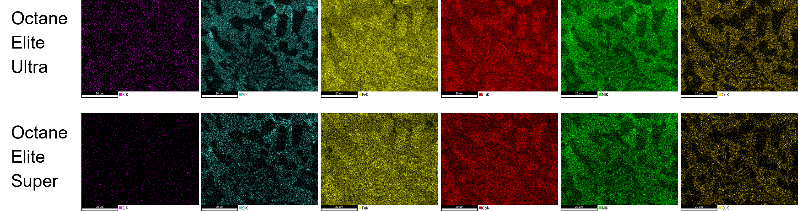 Element maps of a high-entropy alloy under 20 kV.