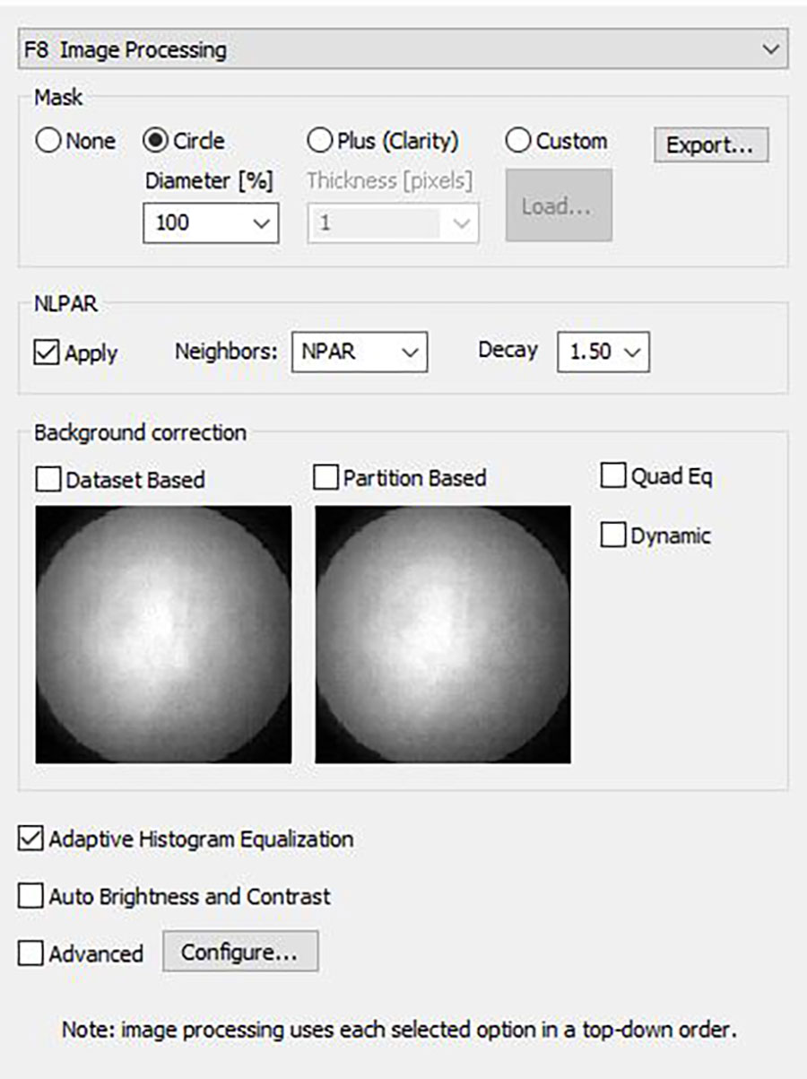 The Image Processing panel.