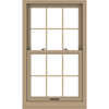 Brown, Andersen E-Series Double-Hung Window with colonial grilles.