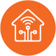 icon with pages flipped illustration inside of solid orange circle