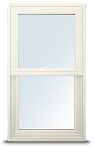 An image of a 100 Series double-hung window in white.