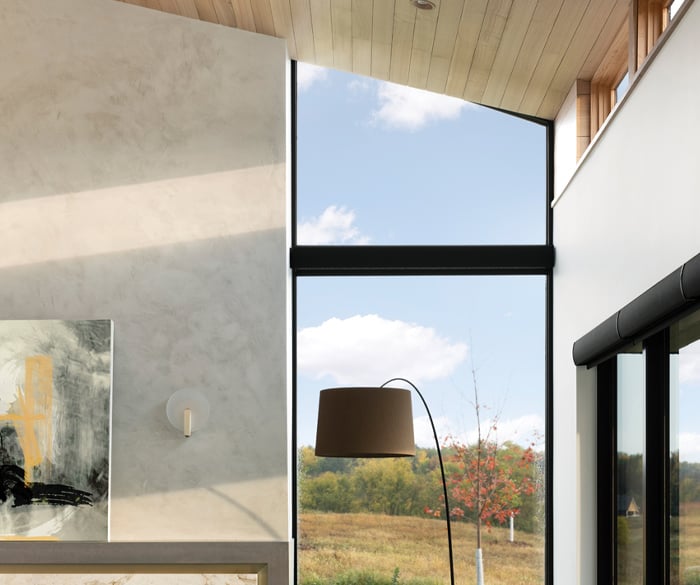 After shot of floor to ceiling window corner