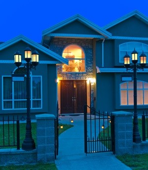 Solar lights on a pathway