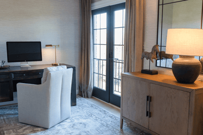 Interior of Arched Manor with black Renewal by Andersen patio door