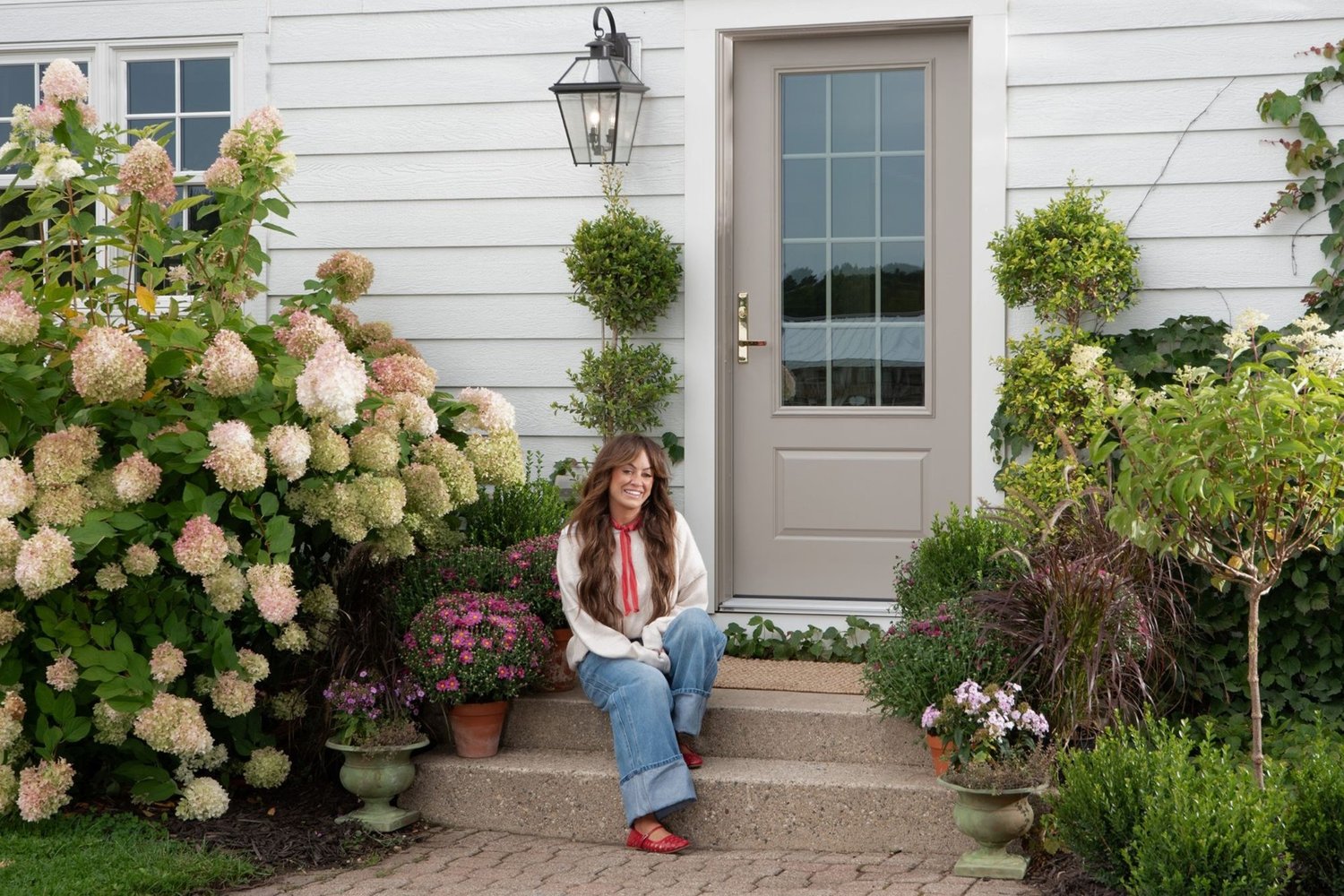 Every element of Liz Marie's new entry door was carefully selected to complement White Cottage Farm's inviting atmosphere