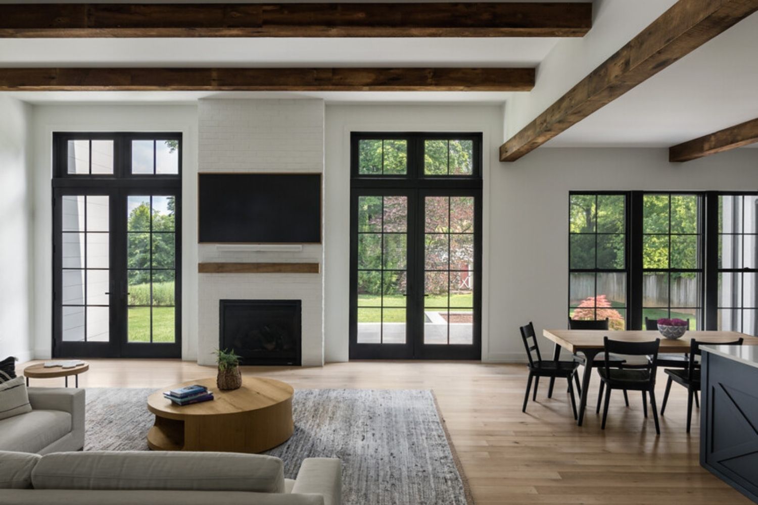 Interior shot of a room displaying black Renewal by Andersen windows