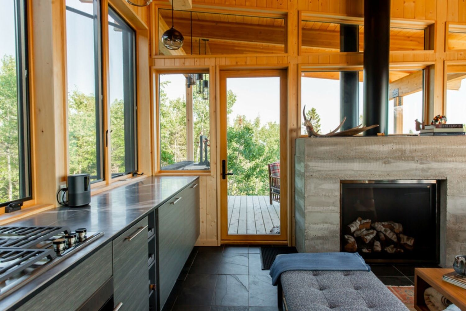 Interior shot of brown Renewal by Andersen patio doors