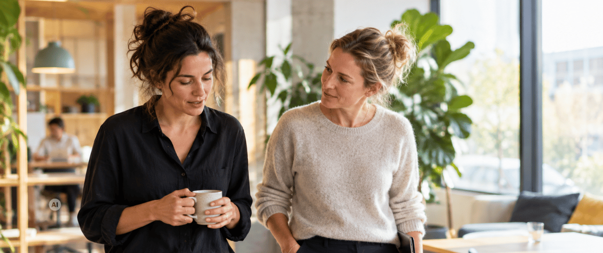 twee vrouwen lopend in gesprek