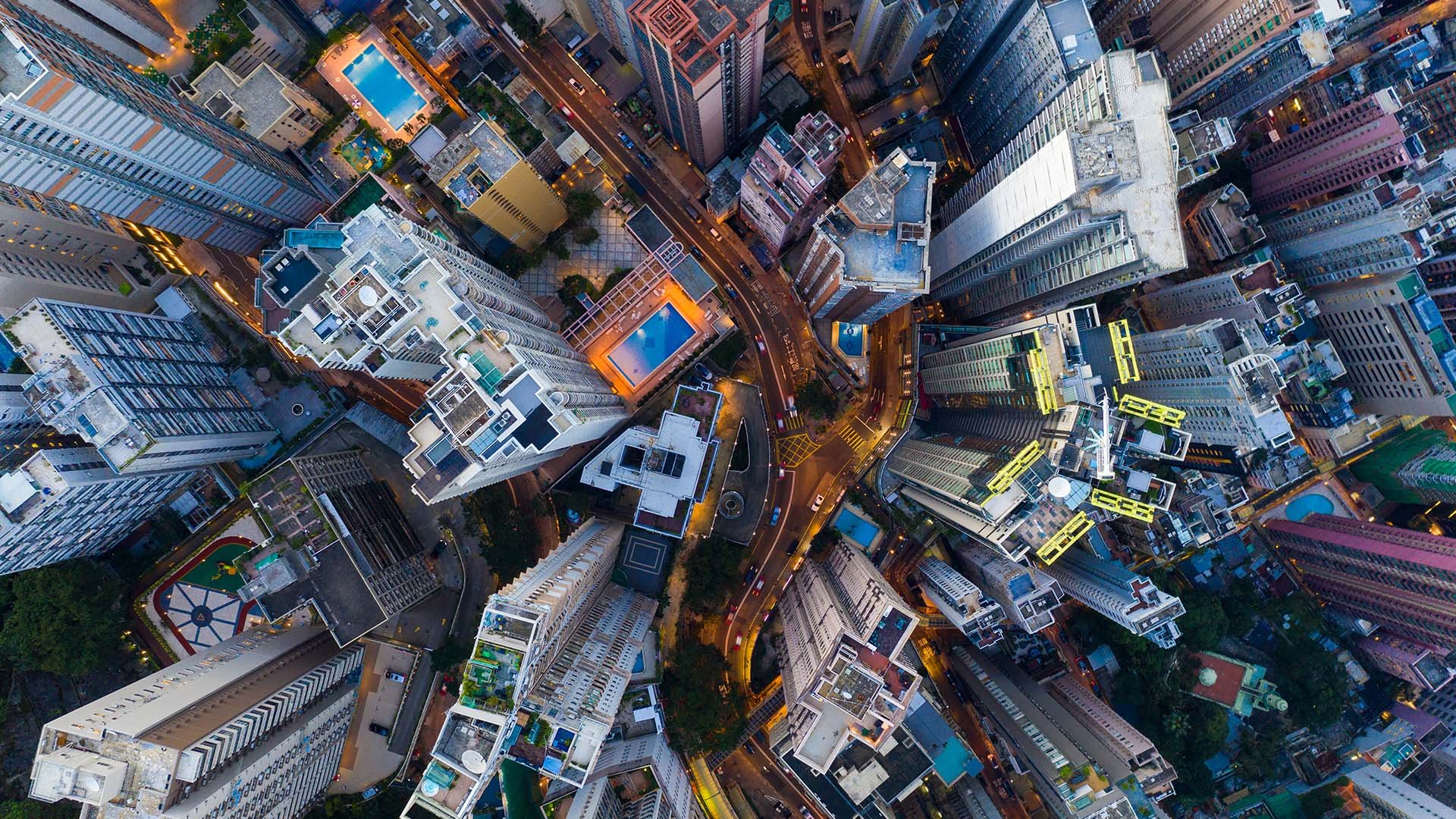 Aerial view of high‑rise buildings Aerial view of high‑rise buildings