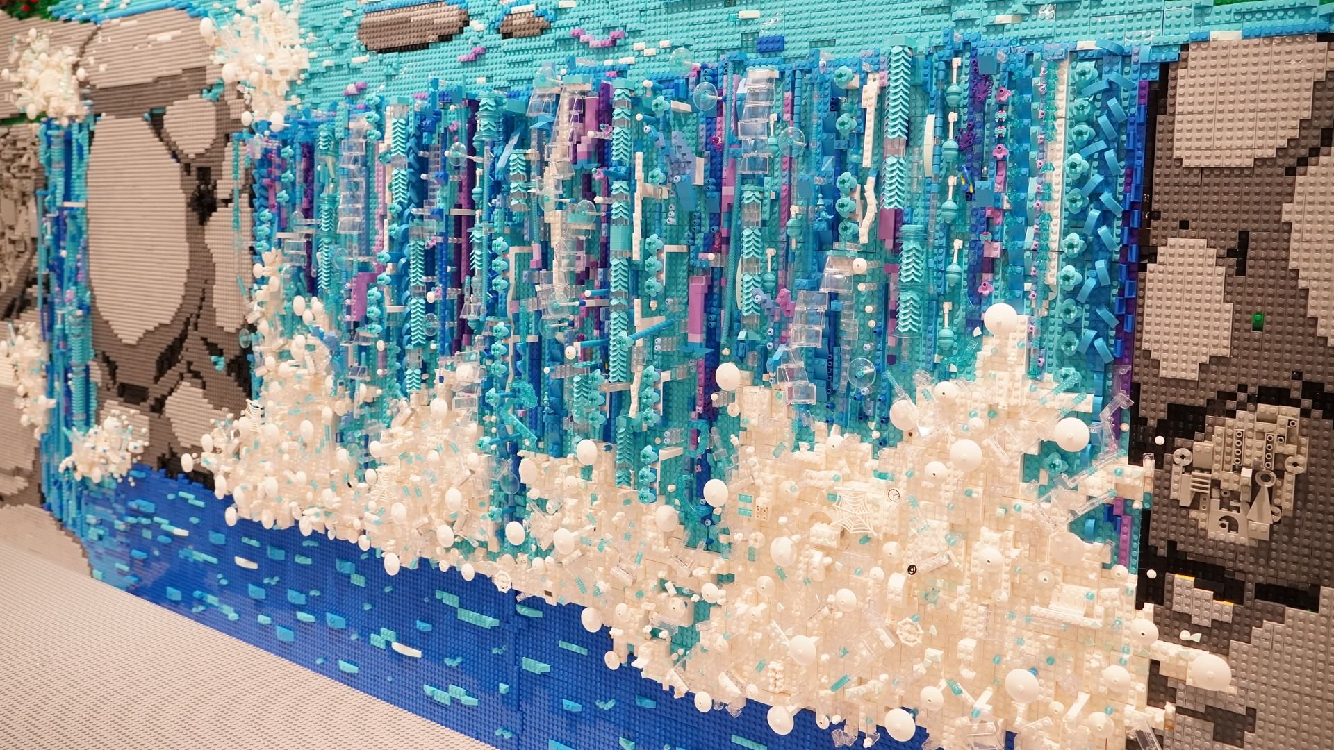 Close up of the custom art LEGO mural Close up of the custom art LEGO mural