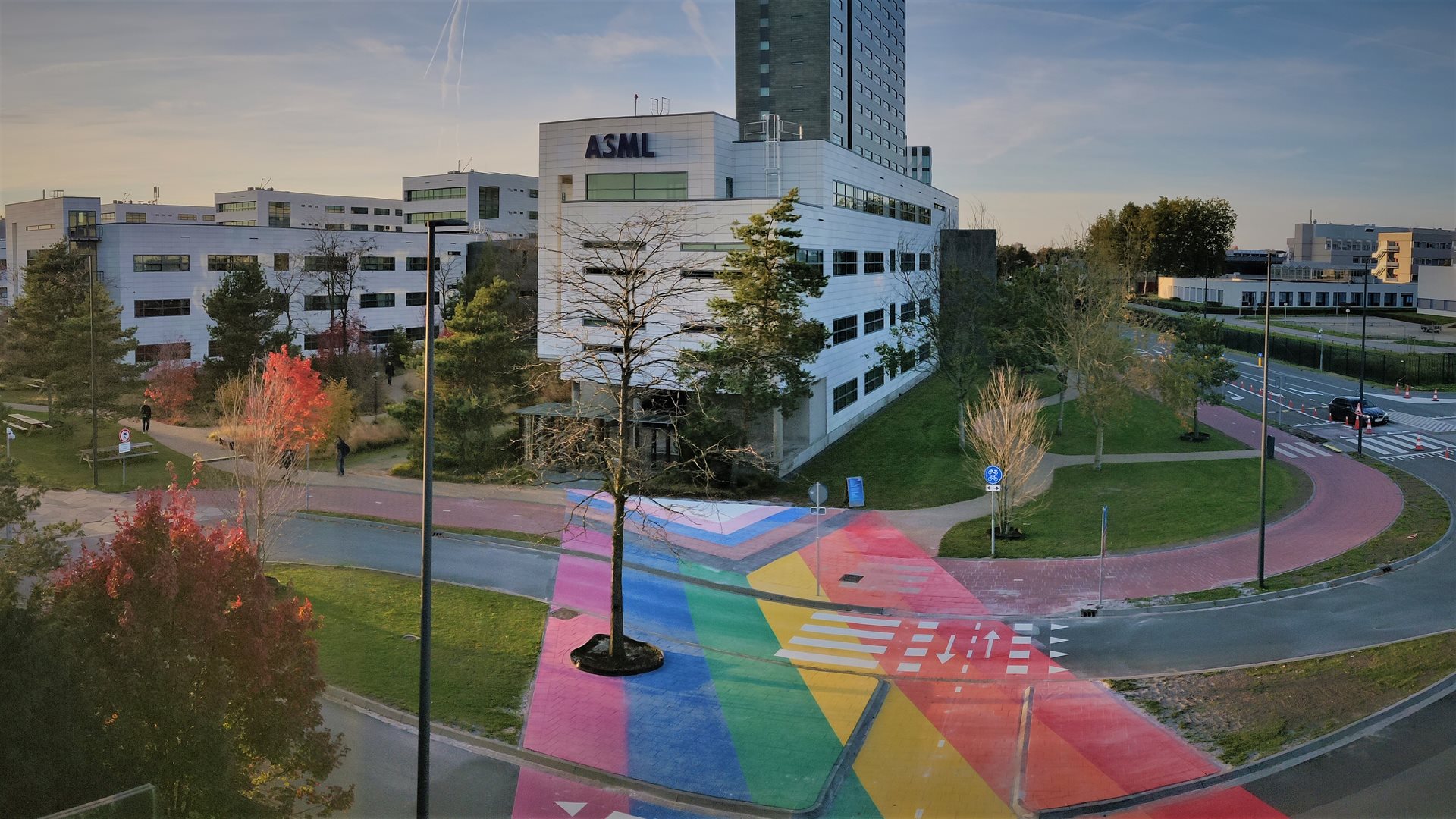 ASML's new Progress flag updated rainbow crossing, renewed in 2021. 