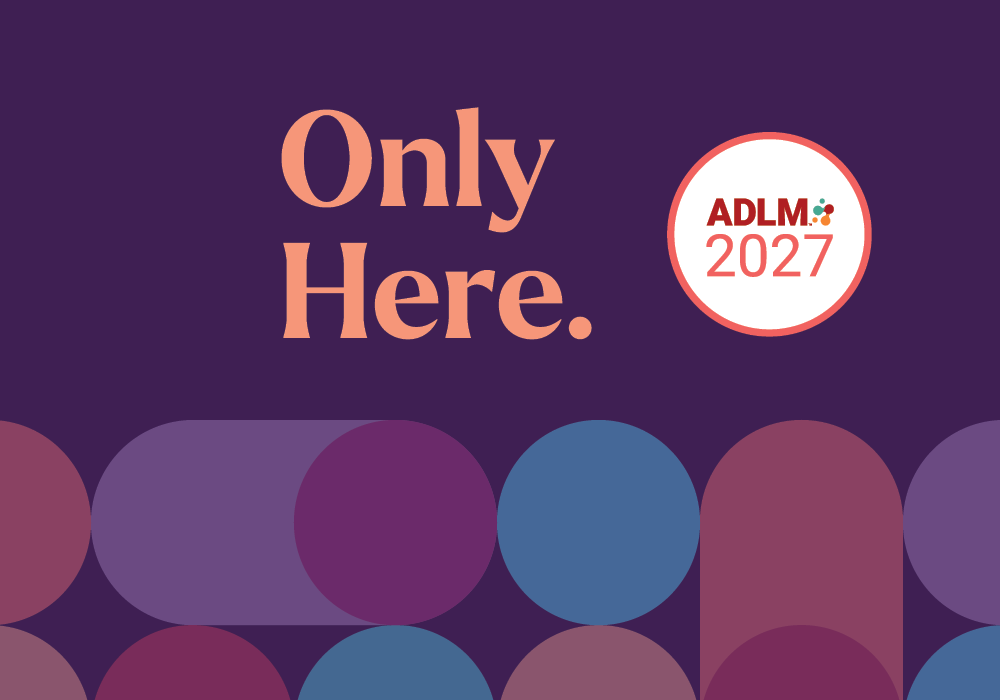 Logo for ADLM 2027 meeting with the tagline "Only Here."