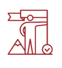 red icon: Man holding flagpole with triangle figure beside him