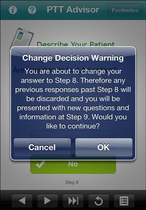 Change Decision Warning