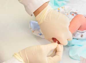 Immunizing a baby.