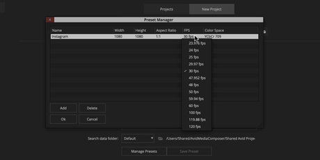 Managing Custom Project Presets