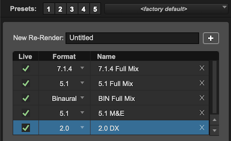 Pro Tools Dolby Atmos internal re-renders