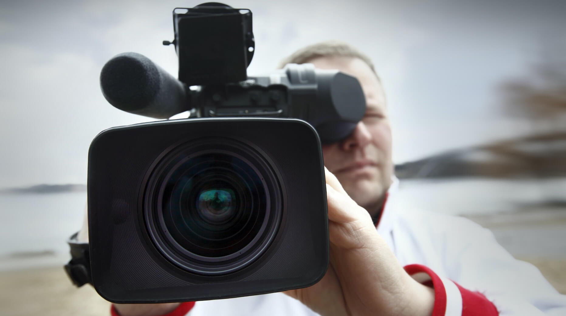 closeup of camera operator