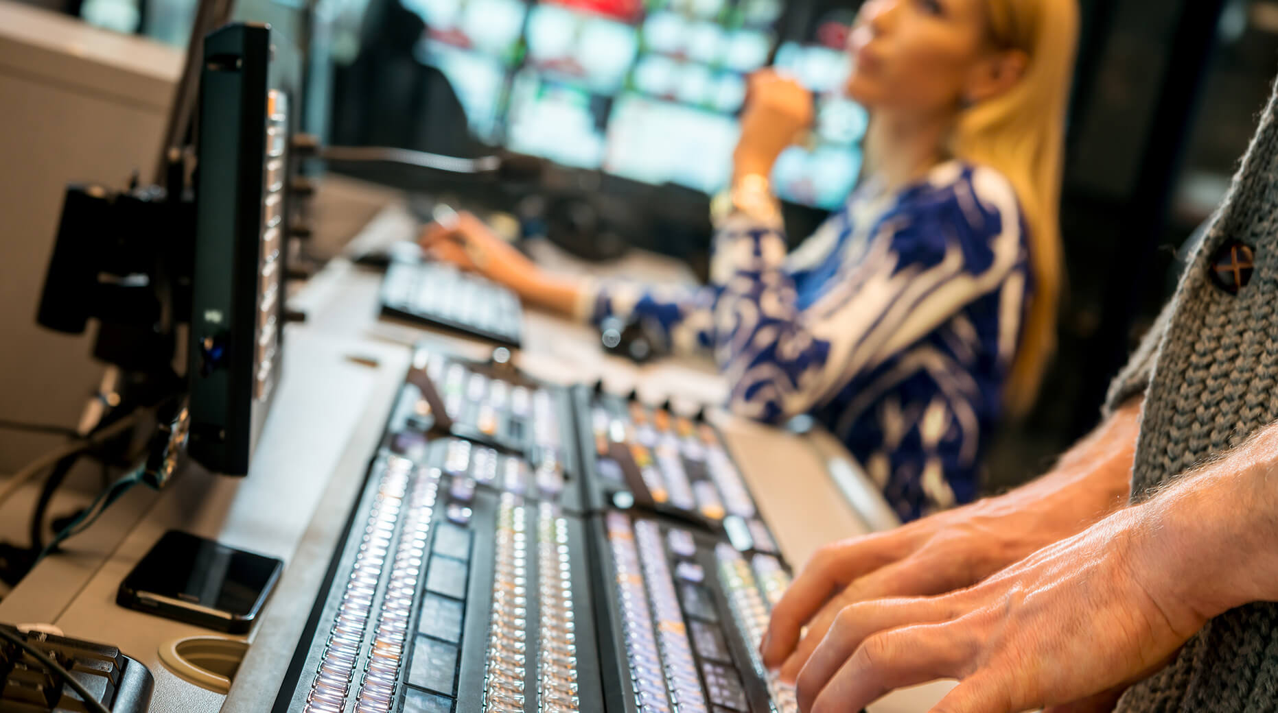 inside a TV news control room