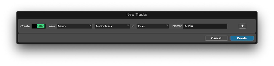 new tracks window in Pro Tools