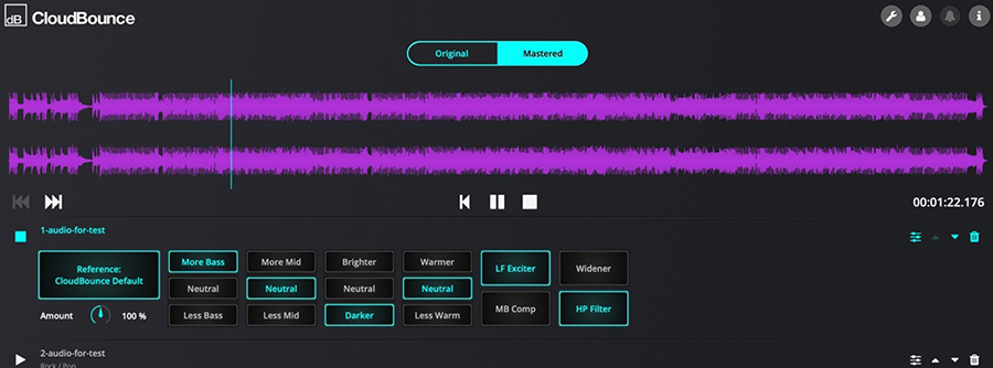 screenshot of CloudBounce UI