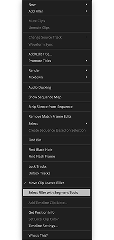 10_Select Filler in Timeline Right Click