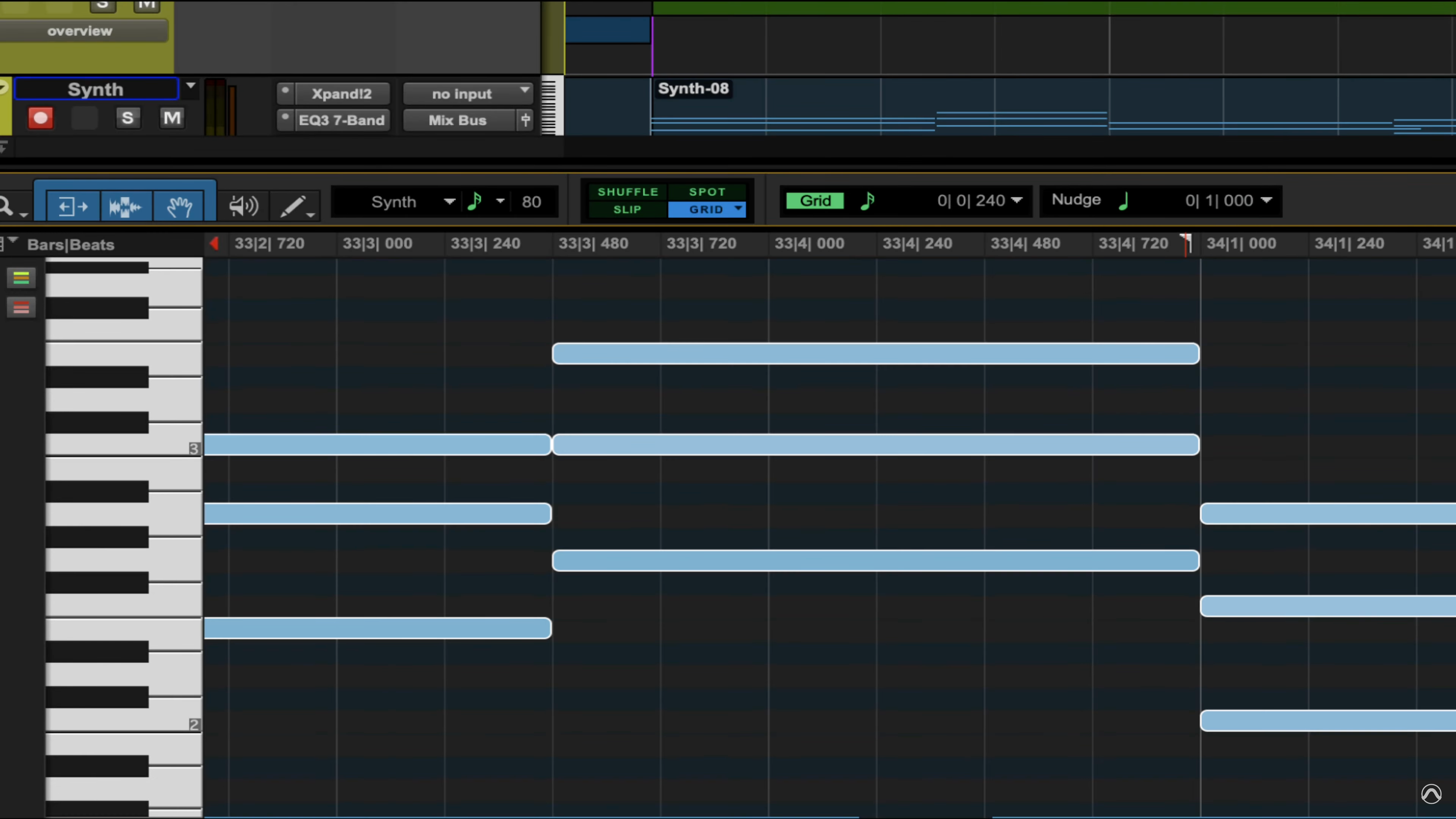 Midi Notes in the Pro Tools MIDI editor