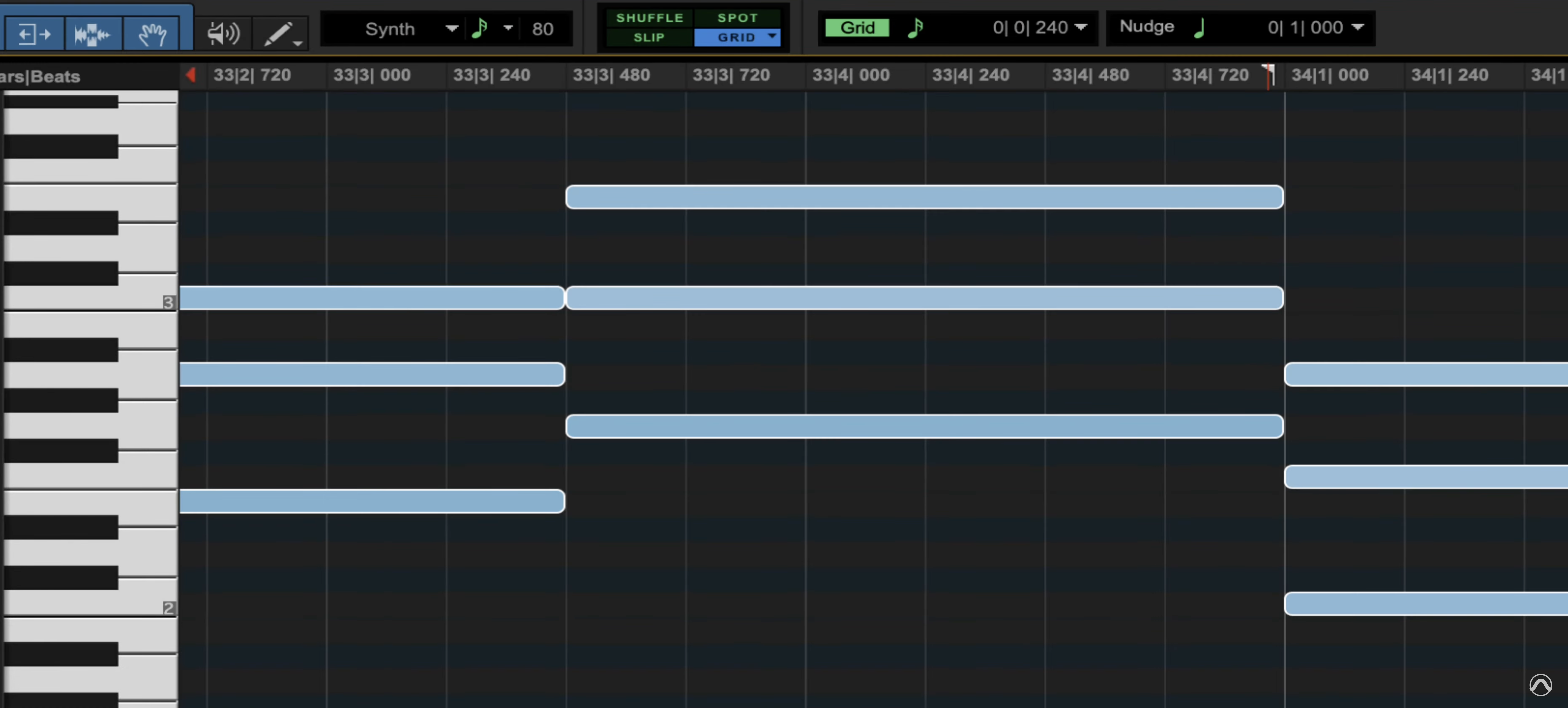 Pro Tools DAW MIDI Editor