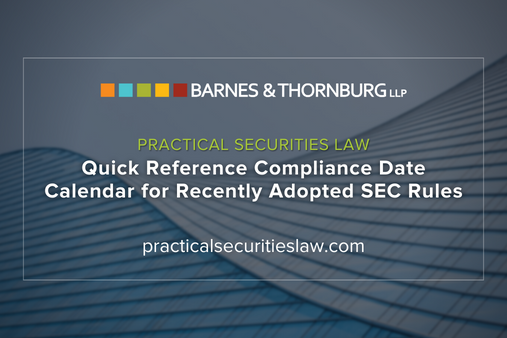 Sec Quick Code Reference Guide Quick Reference Compliance Date Calendar for Recently Adopted SEC Rules ...