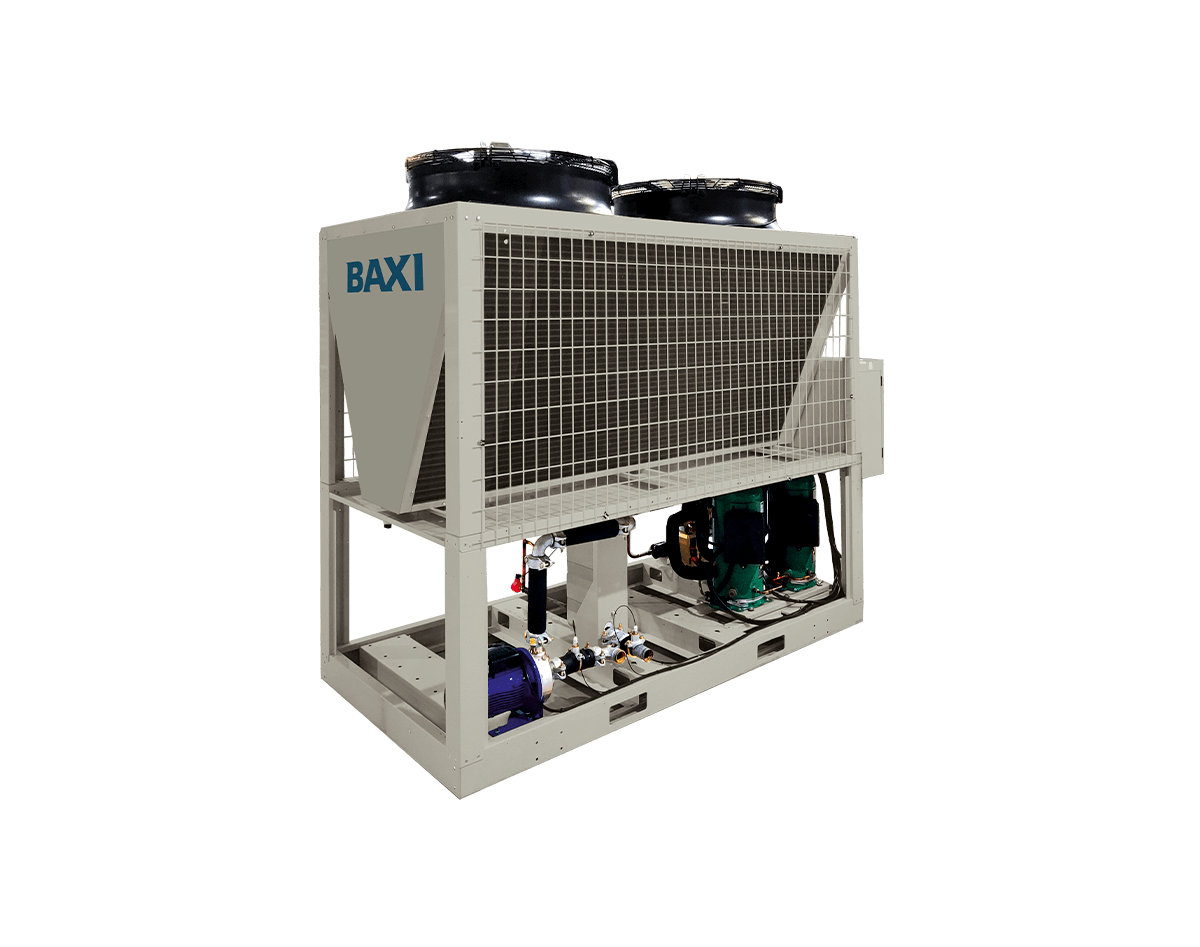 Bomba de calor Aire-Agua Kr3B de alta eficiencia con refrigerante de bajo PCA vista de perfil