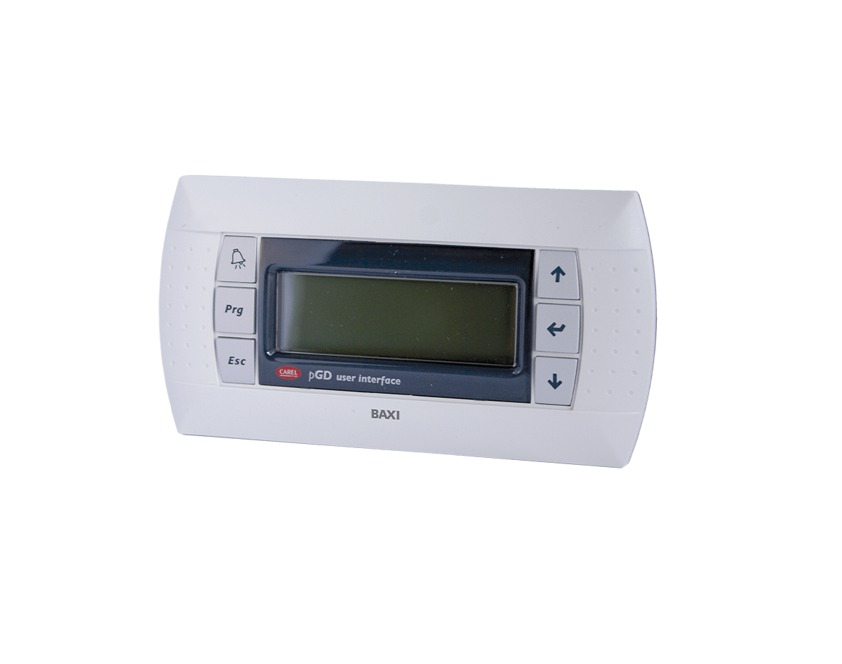 Unidad de regulación para equipos de climatización con display PGD con pantalla y botones de control