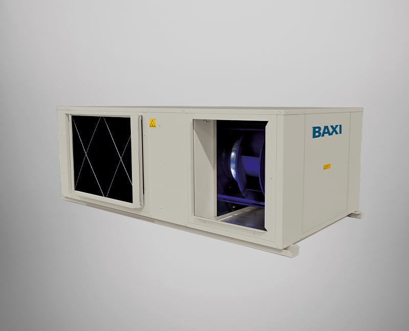 Sistema de climatización ACHIBA HE - CCHIBA HE, equipos autónomos horizontales inverter vista frontal perfil derecho