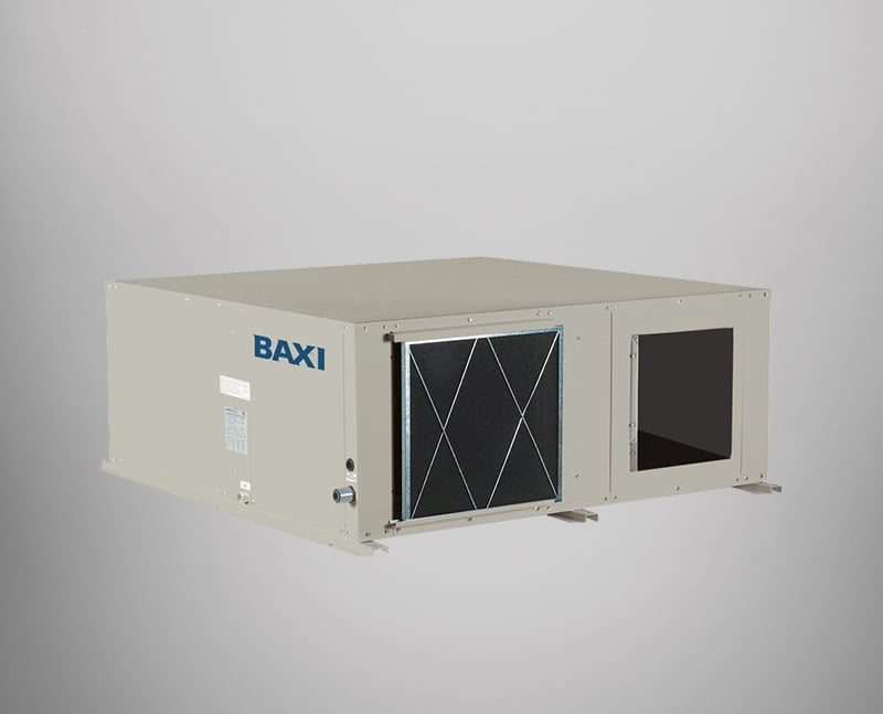 Sistema de climatización ACHIBA HE - CCHIBA HE, equipos autónomos horizontales inverter vista frontal perfil izquierdo