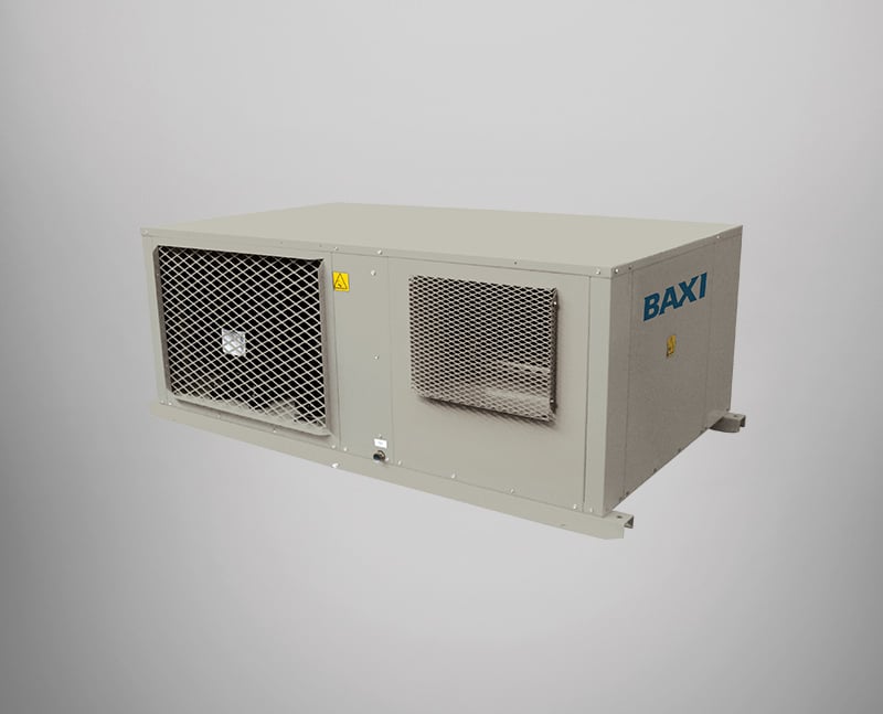 Sistema de climatización por aire motocondensadora centrífuga modelo CCHBA-CCHA, tamaño compacto, refrigerante R-410A