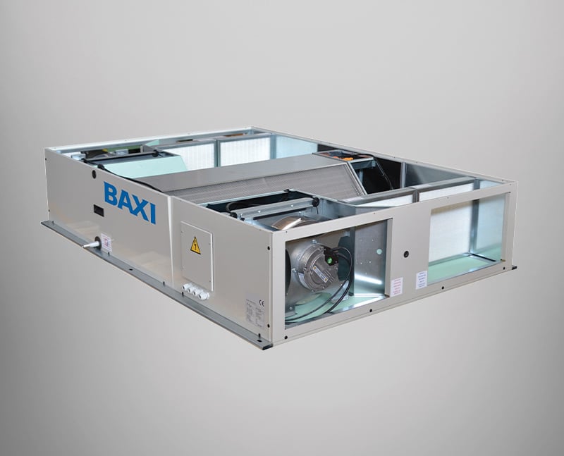 Recuperador de calor RCAH con intercambiador de placas de aluminio de tipo "counterflow" con caudales de aire 380-4500m3/h