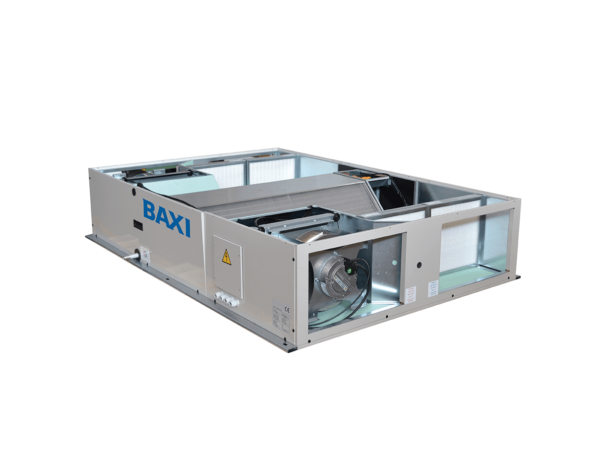 Unidade de recuperação de calor BAXI RCAH com ventilador interior, filtros e aberturas para condutas
