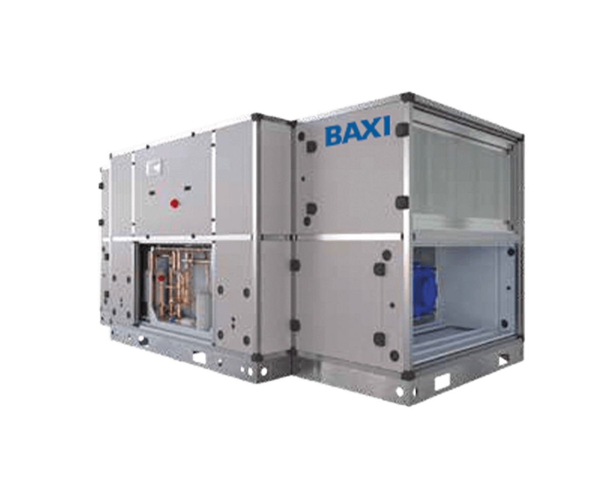 Unidade de recuperação de calor BAXI RCASS com abertura frontal, bateria interior e painel BAXI