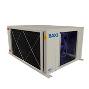 Unidade autónoma água-ar BAXI com permutador lateral e ventilador interior visível