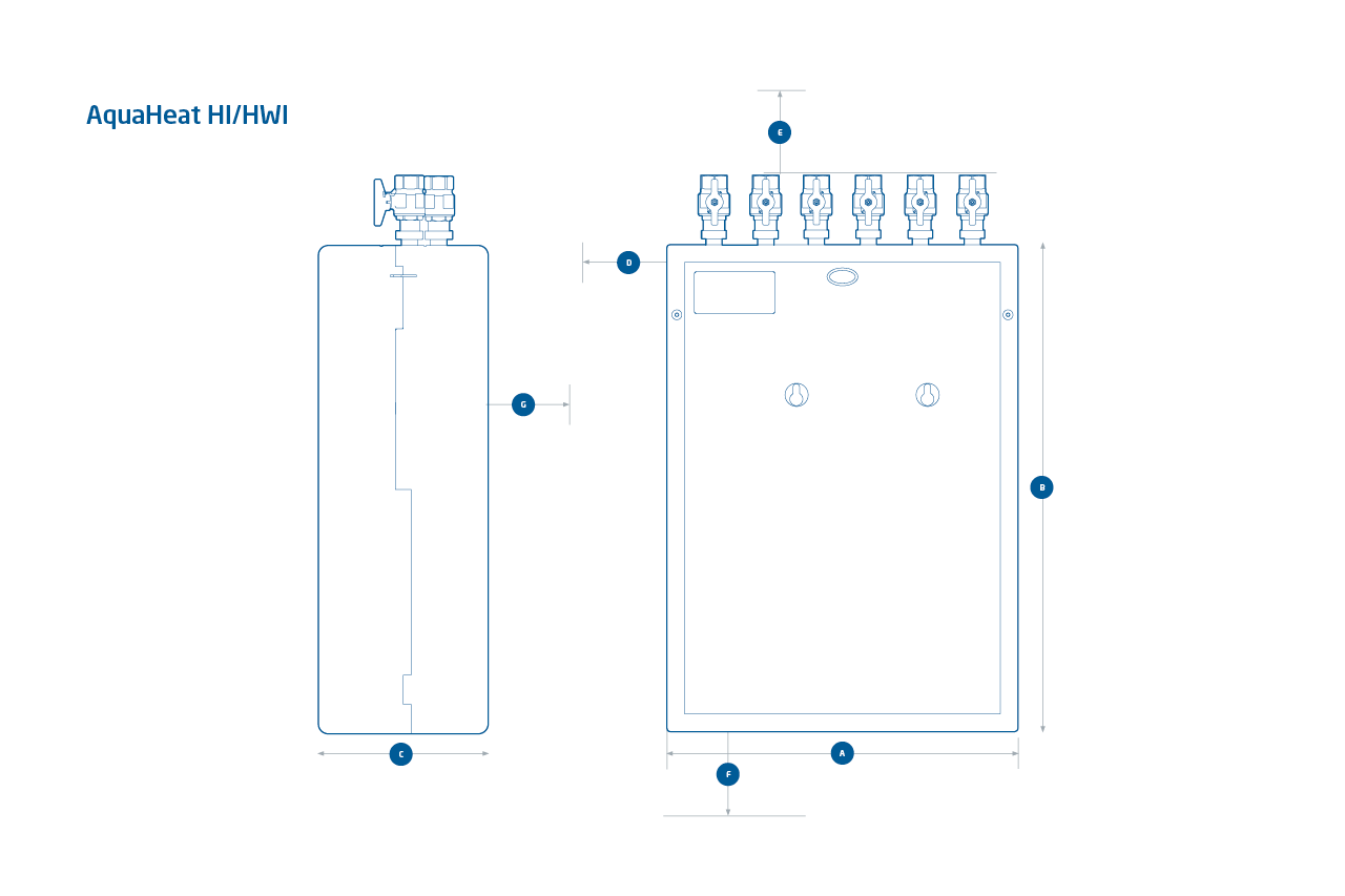 Baxi AquaHeat HI/HWI Heat Interface Unit Dimensions 