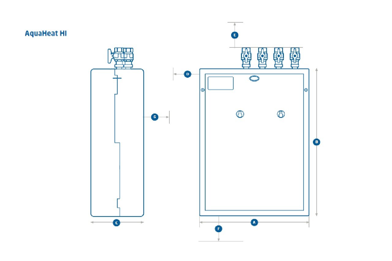 Baxi AquaHeat HIU - Heat Interface Unit Dimensions