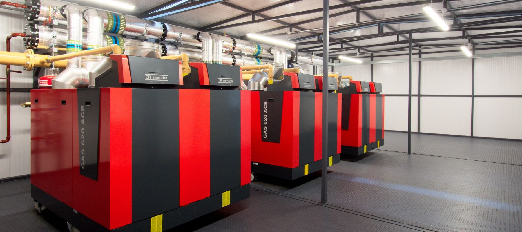Installation of 3 x Remeha Gas 620 Ace boilers in packaged plant room in Queen Elizabeth University Hospital - Commercial Solutions Case Study