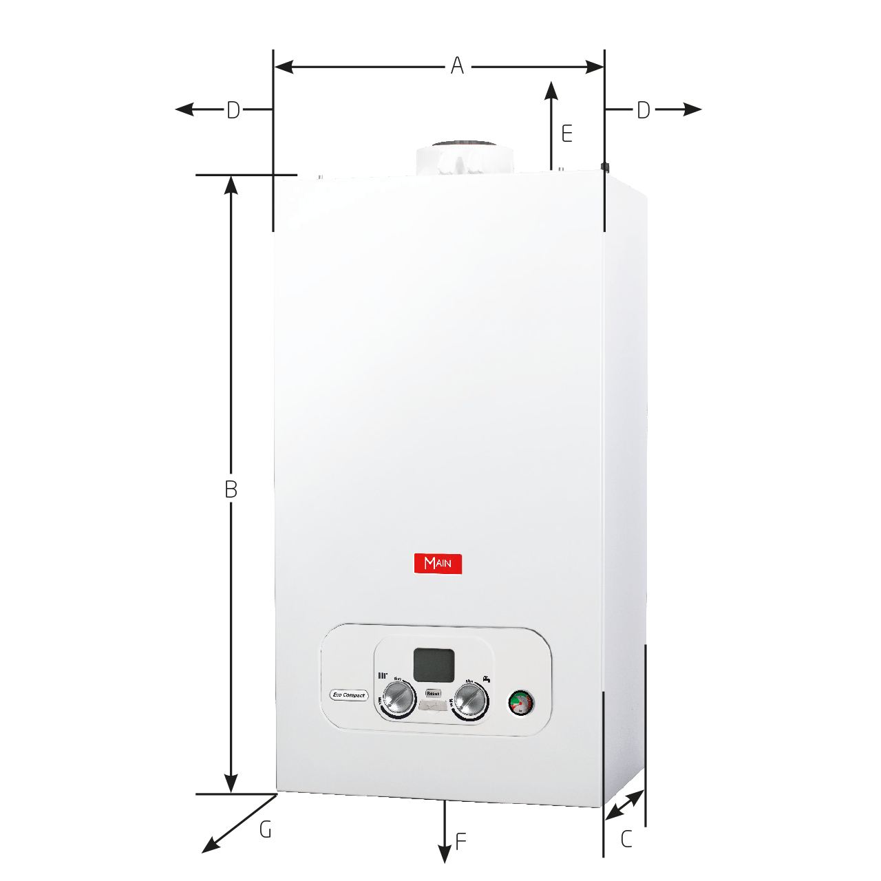Main Eco Compact Combi Boiler - Wall Hung Condensing Gas Boiler - Dimensions