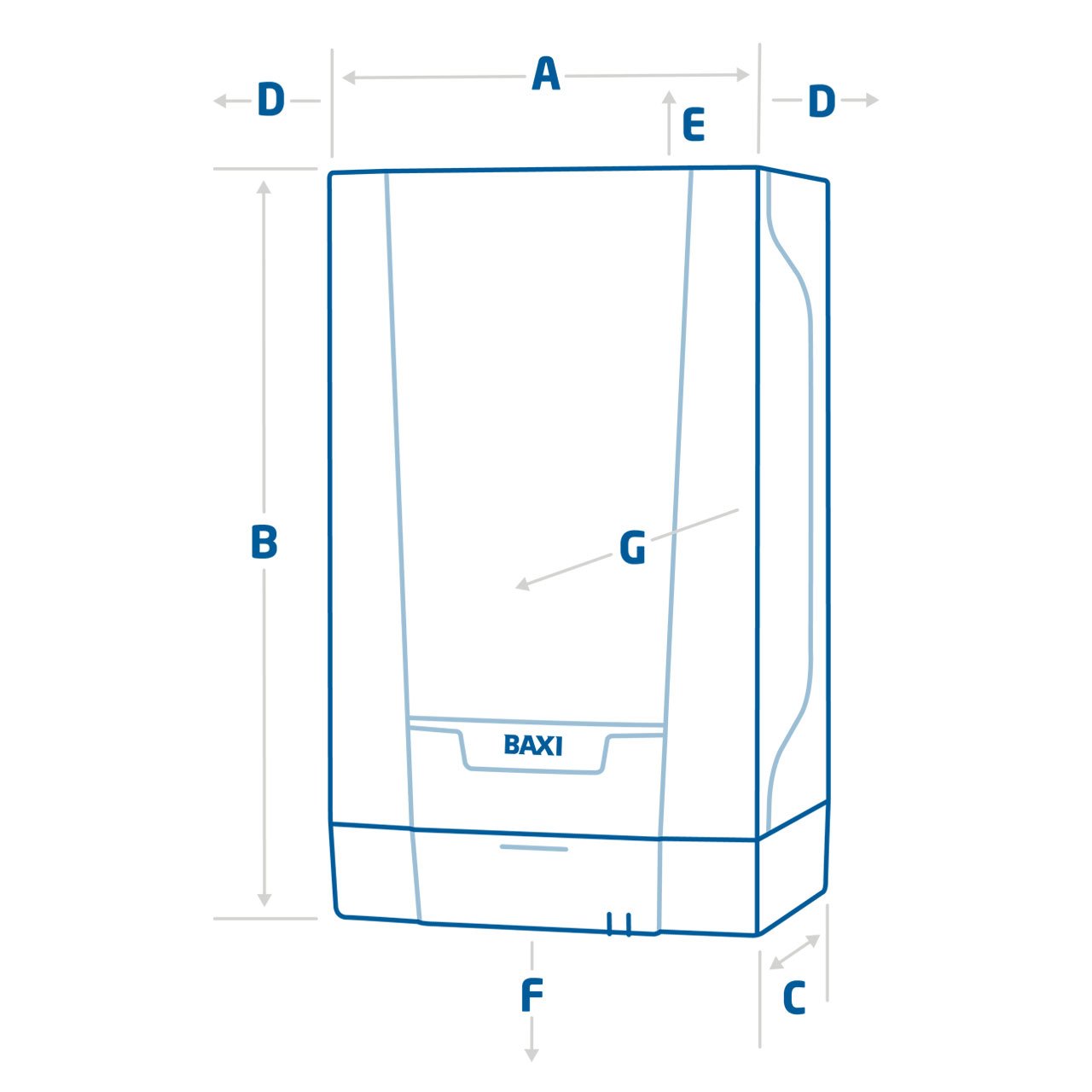 Baxi 600 Heat only Boiler Dimensions