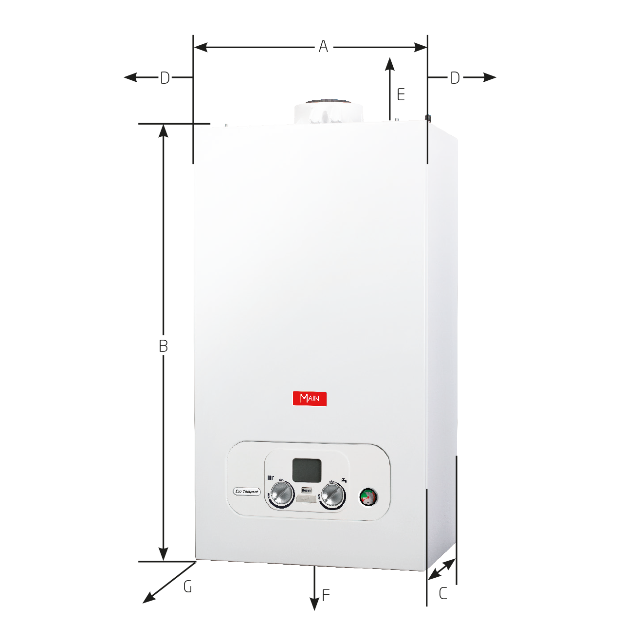 Main Eco Compact Combi Boiler - Wall Hung Condensing Gas Boiler - Dimensions