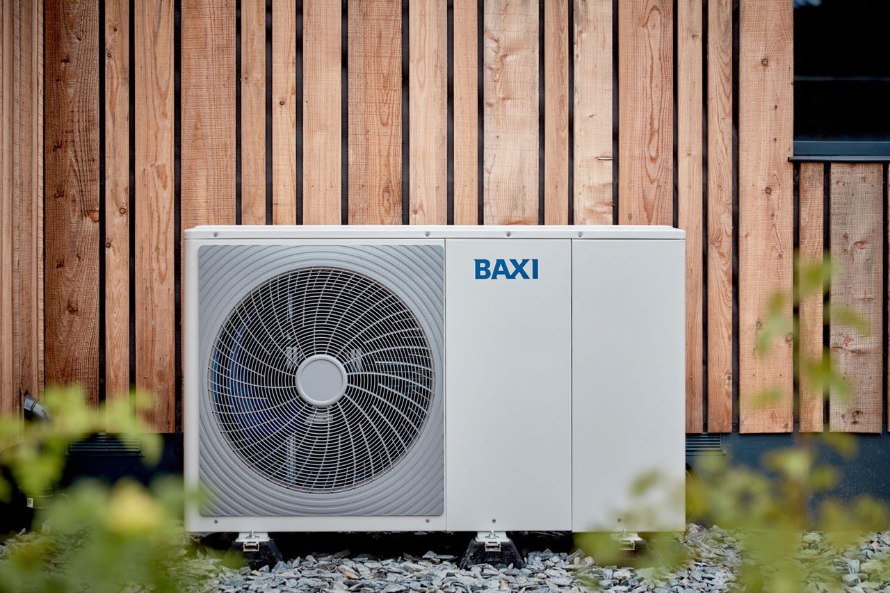 Baxi Air Source Heat Pump installation for a modern house