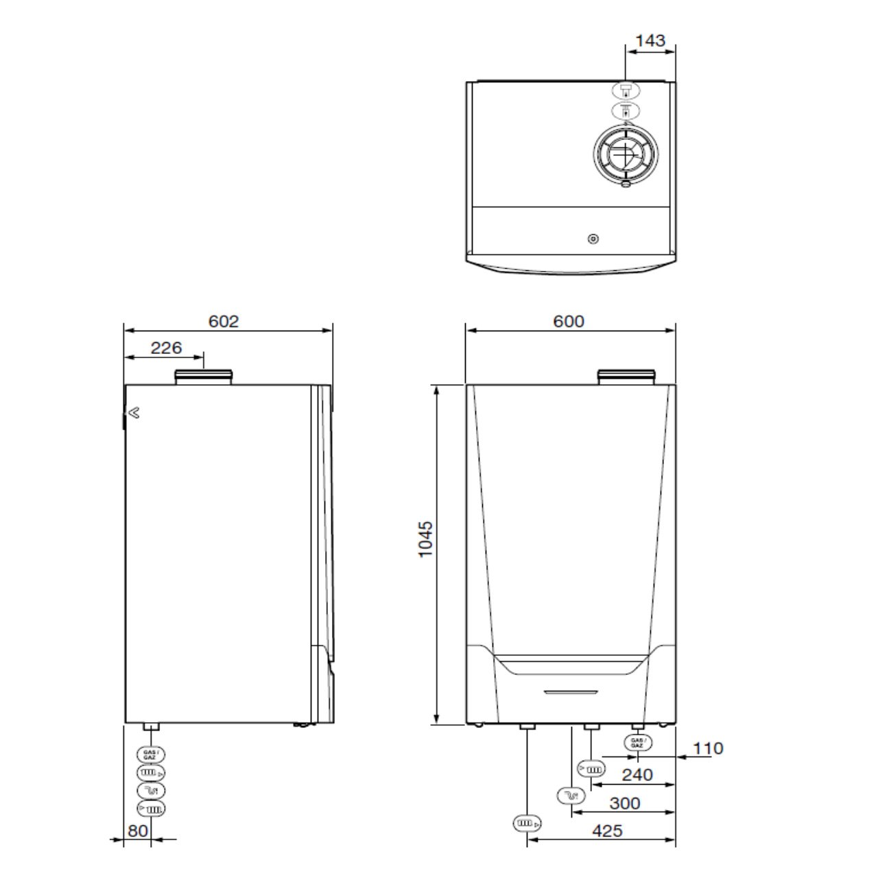 Baxi Quinta Ace Commercial Boiler Dimensions - 135kW – 160kW