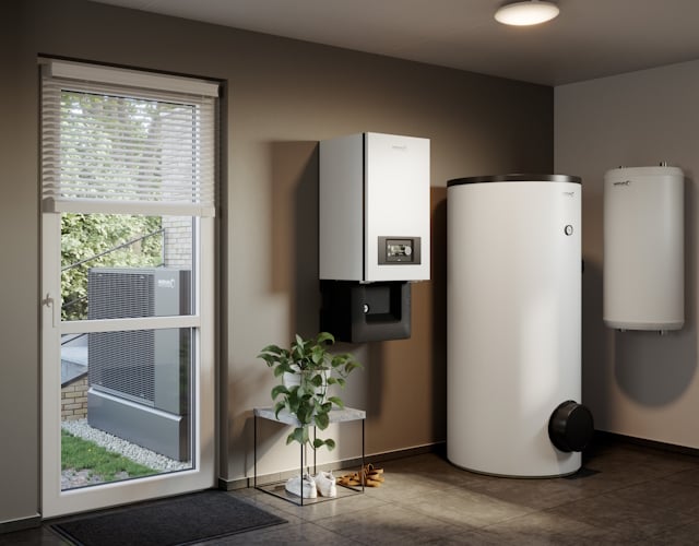 Luft-Wasser-Wärmepumpe BLW Mono-W 9.1 und Gas-Brennwertkessel WGB 14