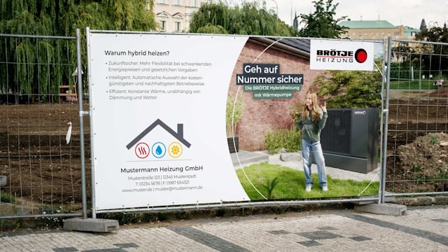 Baustellenbanner für die Hybridkampagne