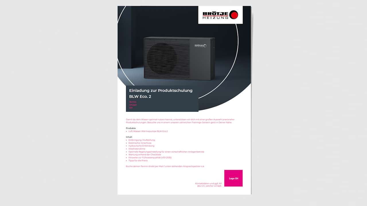 Beispiel für die Einladung zu einer Schulung aus dem BRÖTJE Marketingkatalog